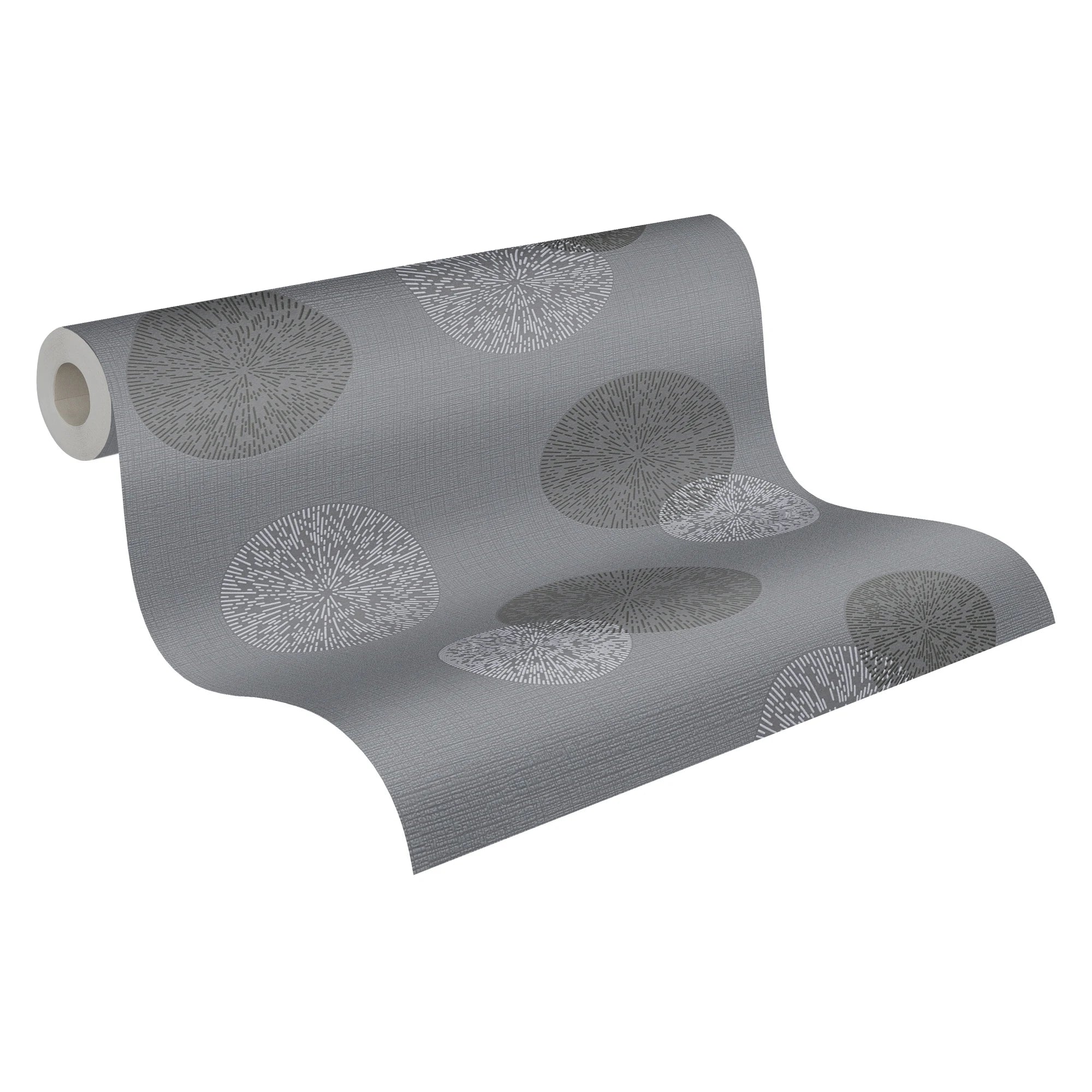 Germany Made Modern Non Woven Vinyl Wallpaper Rolls Circles Grey Anthracite Pattern Highly Wash-Resistant Living Room Kitchen