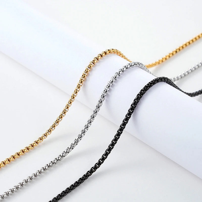 Stainless Steel Round Box Chain Necklace Wholesale Silver Gold Black Stainless Steel 2mm Round Box Chain for Jewelry Making MegaBDM