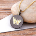 QIKU Trendy Eye/Butterfly/Flower/Elephant/Crown Pattern Unisex Pendant Necklace 18K Gold Plated Copper Zircon Jewelry
