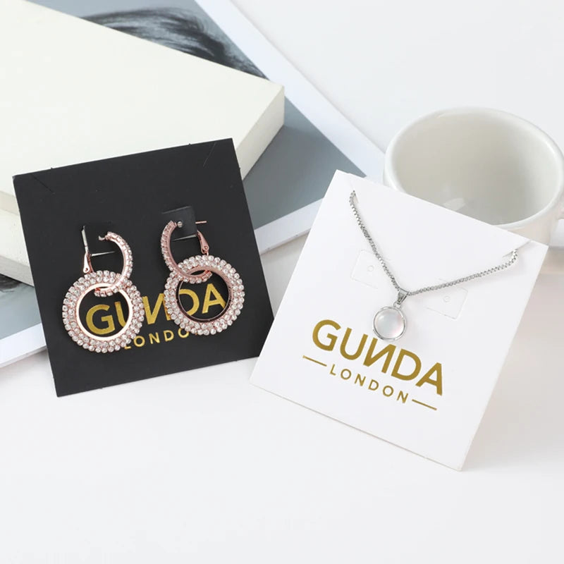 Designer elegant Fancy Cardboard Ring Card Custom logo Jewelry Earring Packaging Display Recycled Paper Card Jewelry Holder