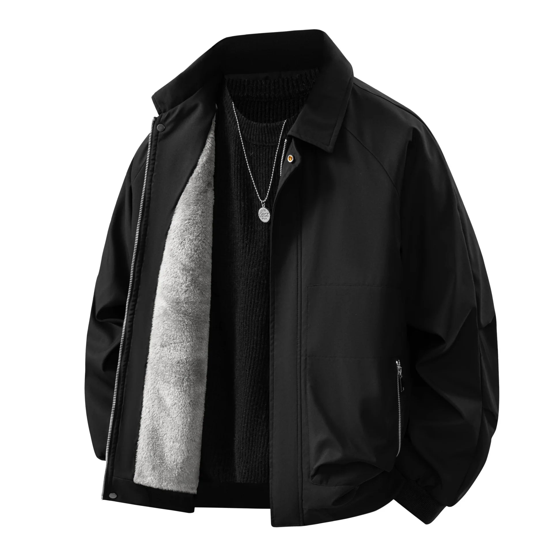 Oem Customized logo Design Light Luxury Fleece Lined Coat Unique Casual Loose Fit Jacket