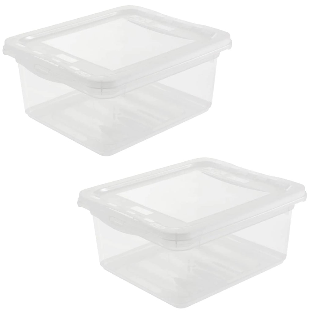 2x Storage Boxes Natural Transparent 19.5 x 16.5 x 8.5 cm