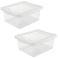 2x Storage Boxes Natural Transparent 19.5 x 16.5 x 8.5 cm