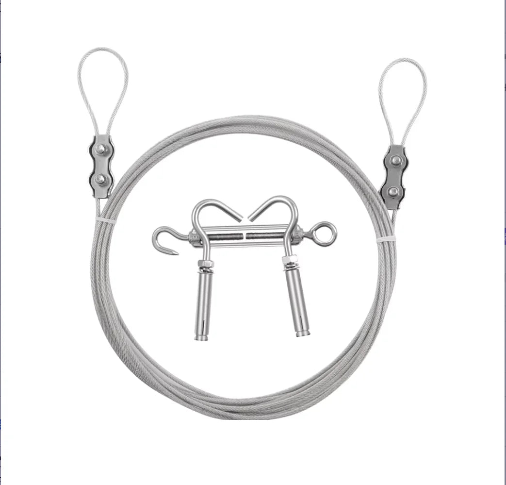 20.7FT/6.3M Polished Stainless Steel Outdoor Clothesline Heavy Duty Wire Curtain Hanging Windproof Anti-sag Multipurpose