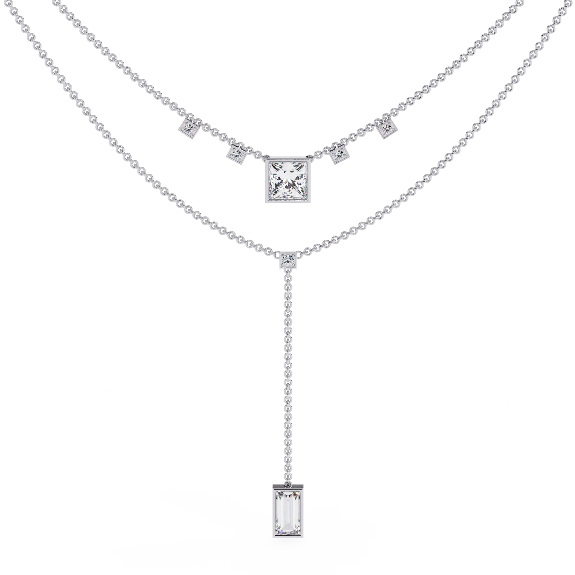 14k Solid Gold Women's 3 Stone Lab Grown Diamond Necklace Brilliant Cut IGI Certified Luxury Jewelry for Elegant Weddings