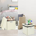 Local Delivery in the United States 13 Inch Fireproof Storage Ottoman Modern Leather Footstool Lockable Square Folding File Box