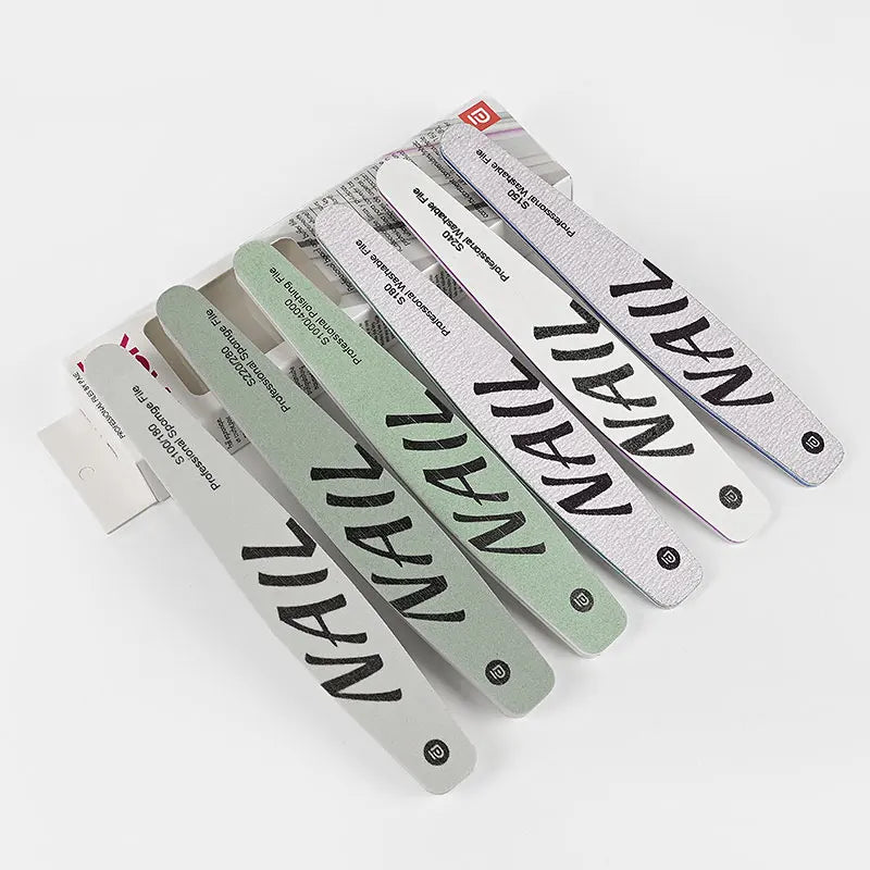 Factory Wholesale Zebra Nail Files 100/180 Grit Washable Sandpaper Half Moon/Square/Strait Nails-Manicure Pedicure Tool MegaBDM