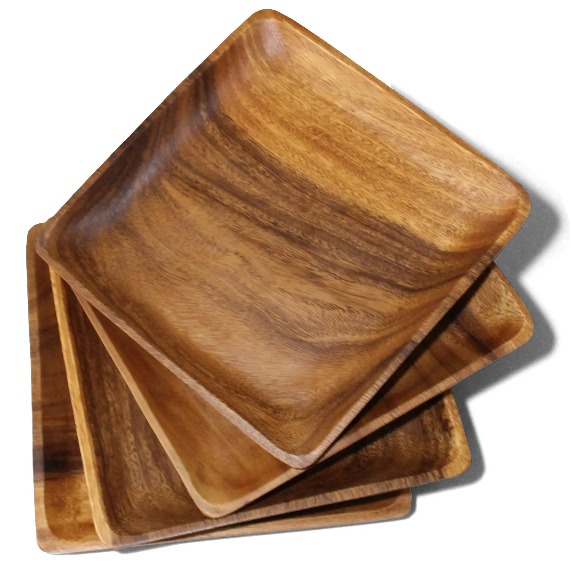 Eco-Friendly Solid Wood Classic Square Polished Tableware Dessert Plate Snack Tray Parties Serving Dried Fruits
