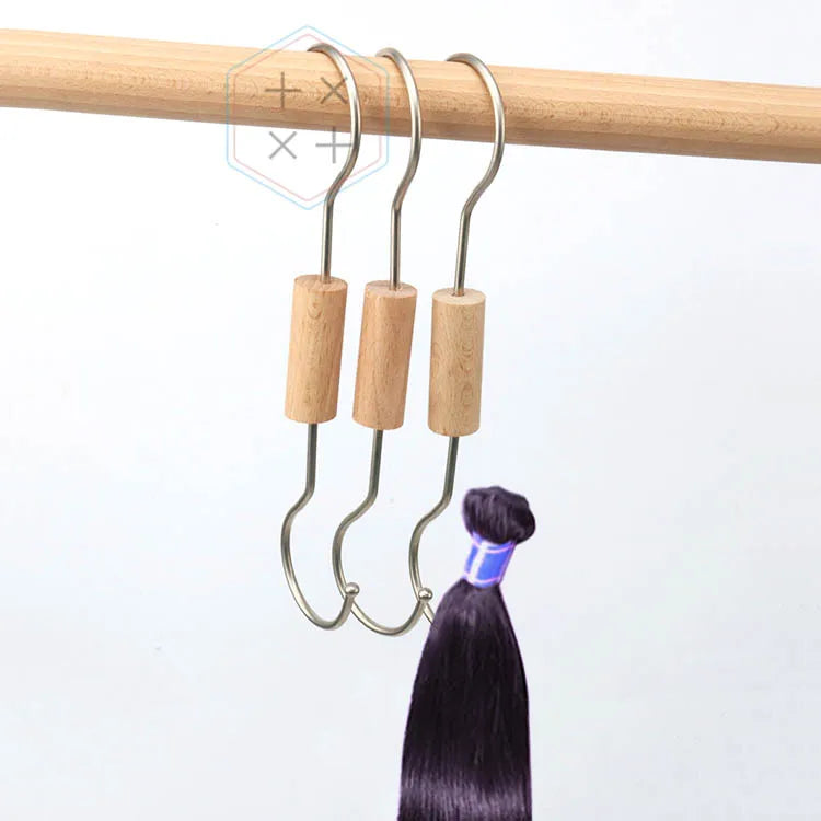Wood Single Hooks Hanger Wig Hair Extension Hanger for Shop