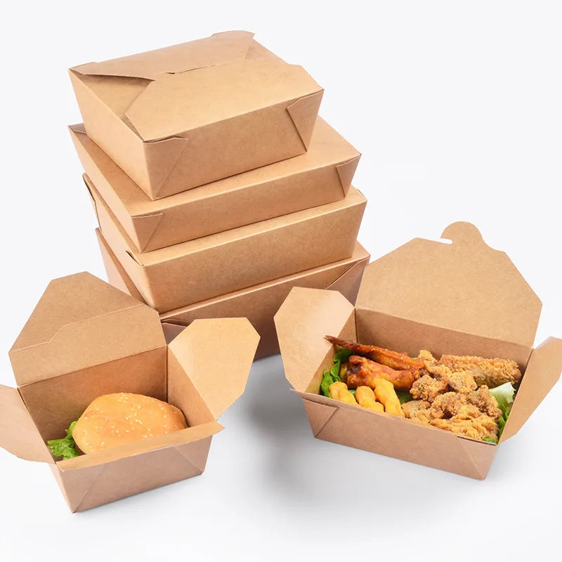 Non-recyclable Food Container Biodegradable Food Box Packaging with Lids Customized Size and Departments with logo