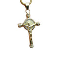 Unique Stainless Steel Catholic Tube Jewelry Gold Plated Religious Jesus Cross Crystal Pendant Necklace