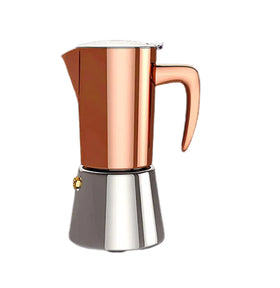 Copper Chrome Coffee Machine Stainless Steel Stovetop 6.8 Oz Italian Espresso Moka Maker Coffee Espresso Pot
