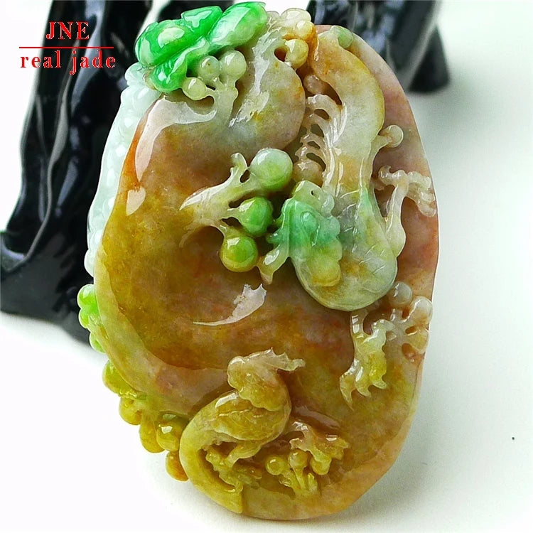 Myanmar Natural a Type Jadeite Jade Pendant SANCAI Happy Eyebrows Emerald Pendant 54.02