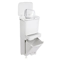 Selective sorting recycling bin with pedal wheels and handle 42L triple compartment (24L + 4L + 14L).