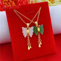 Vietnam Gold butterfly Pendant Clavicle Item Japanese and Korean Women's Fashion Imitation Chalcedony Gold O-shaped Necklace MegaBDM