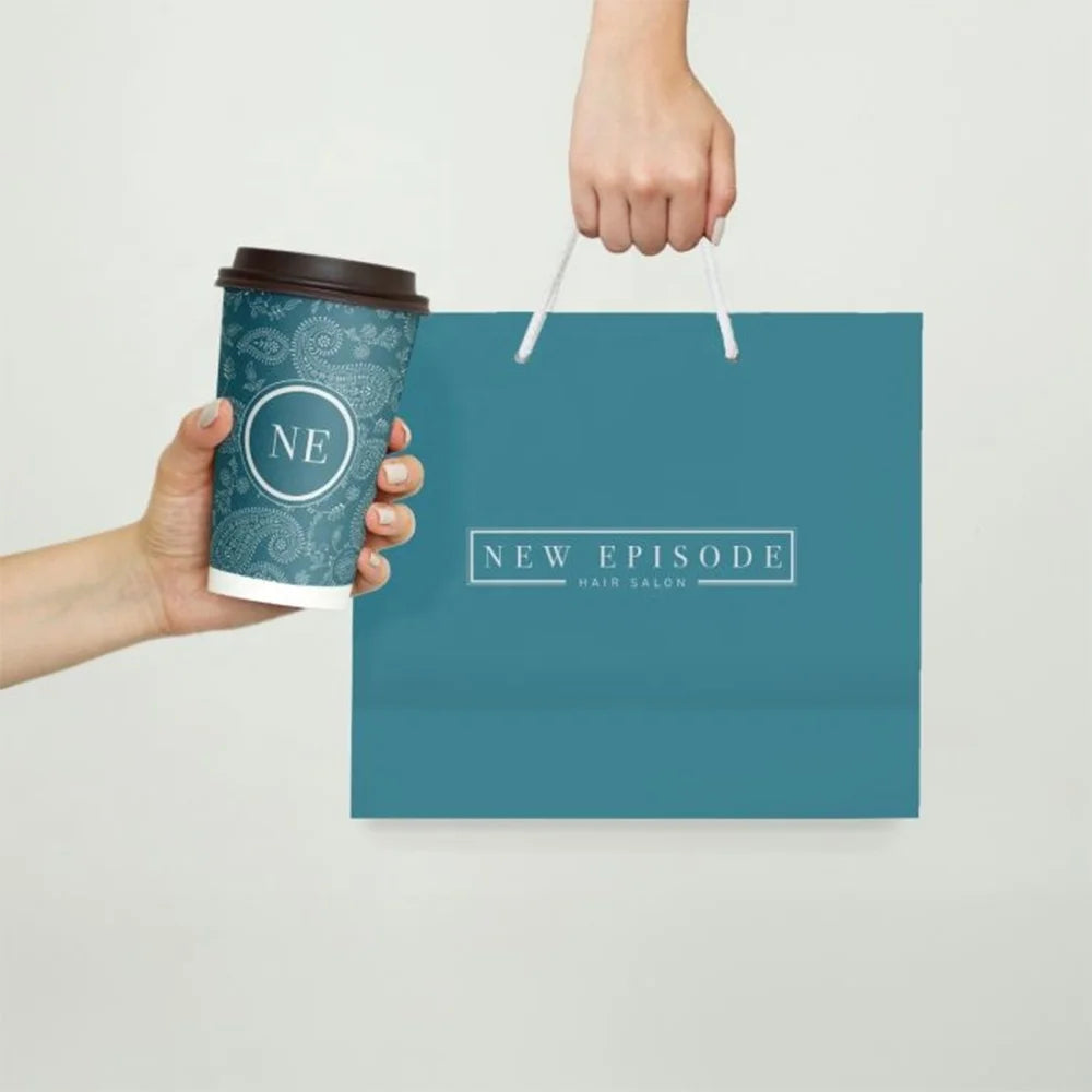 Coffee Drink Branding Salon Cosmetic Kraft Paper Bag UV Print Paper Bag for Company Branding Promotion