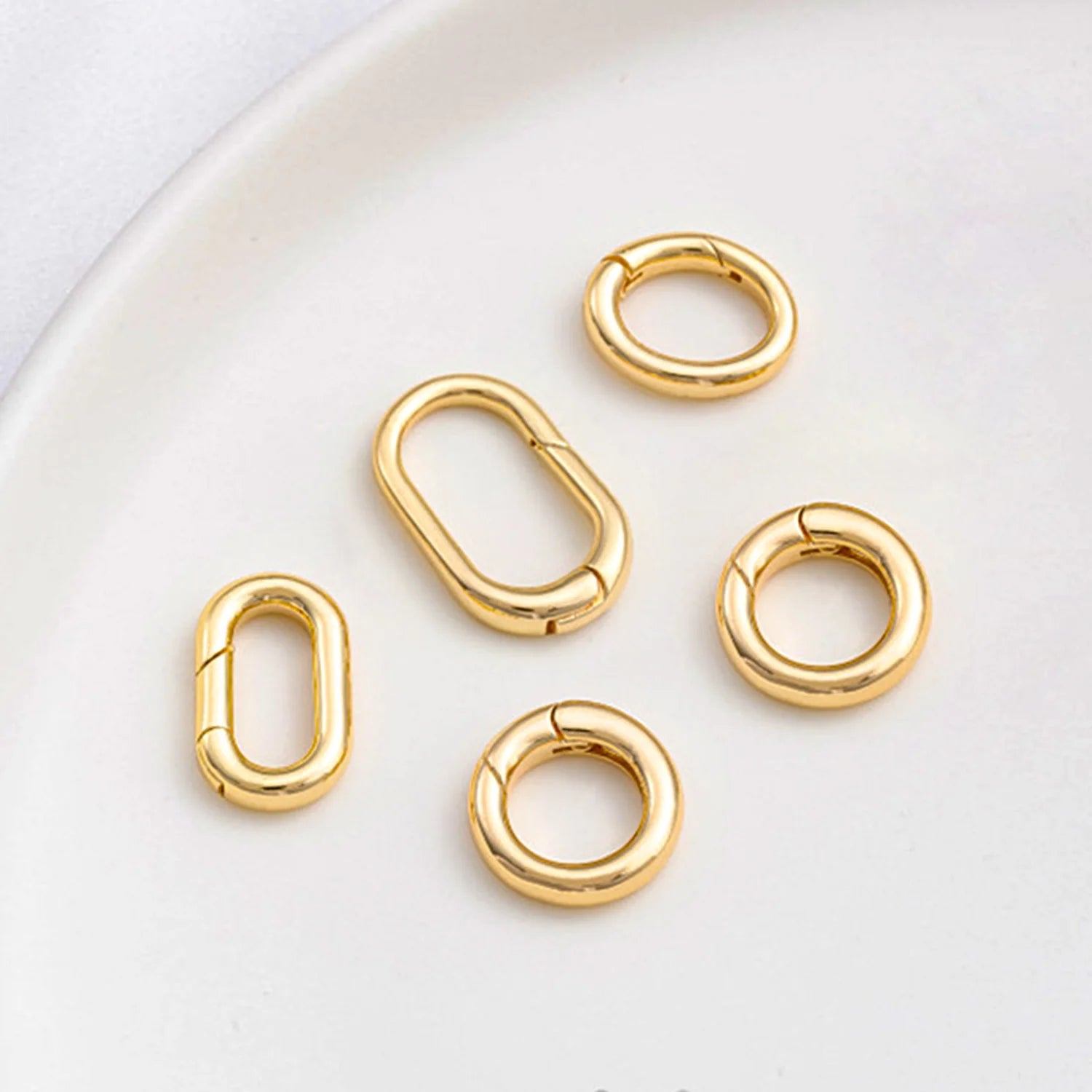 Wholesale Stainless Steel Key Ring Metal Clips Round Rectangle Spring Push Gate Jewelry Clasp DIY Jewelry Accessories