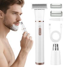 2 in 1 Beard & Body Hair Trimmer for Men USB-C Fast Charging Groin & Ball Hair Painless Electric Shaver Travel Razors