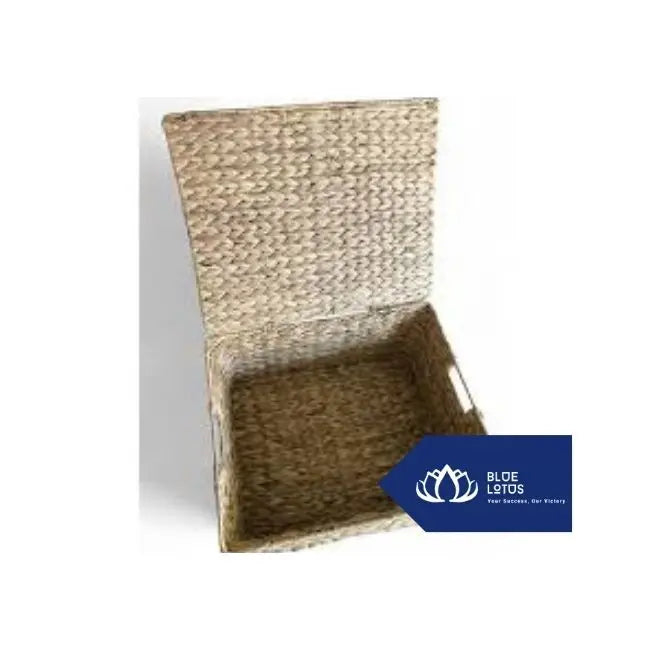 Stackable Water Hyacinth Box with Lid for Eco-Friendly Home Storage Blue Lotus Vietnam