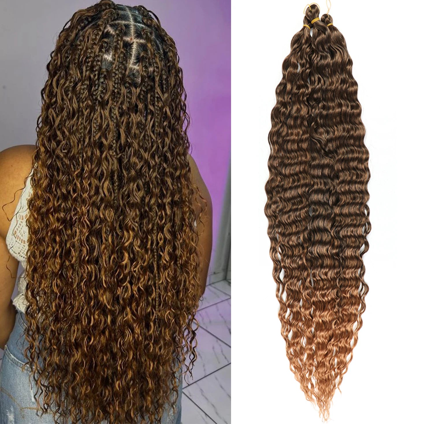 AliLeader 30 Inch Long Ocean Wave Crochet Hair Synthetic Deep Ripple Curly Twist Braiding Hair for Women