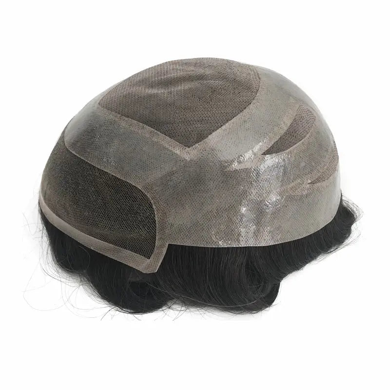 4 Holes Mono Top Base Natural Body Wave Human Hair Men Toupee With Front Lace Bleached MegaBDM