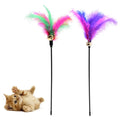 Royal Blue Retractable Funny Pet Toys Wood Stick Rod fairy Interactive Teaser Wand Indoor Chicken Feather Toy for Cat Game