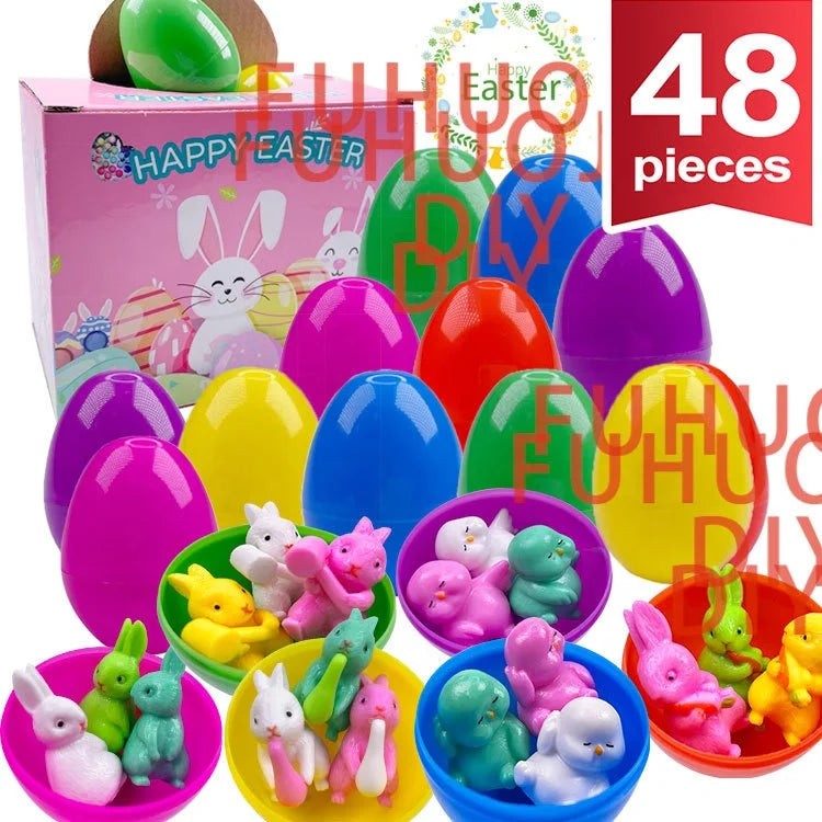 Easter Cartoon Twisted Egg Hand Tearing Blind Box Children's Party Toys Diy Opening Plastic Simulation Egg with Toys Inside