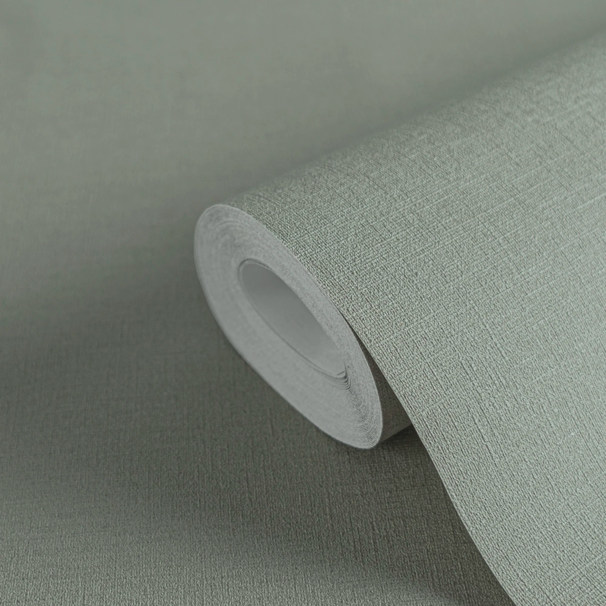 Made in Germany - Plain Wallpaper rolls Colour Green - Non Woven Vinyl - Factory Wallpaper Textile Structure - 1005 x 053 m