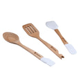 Bergner NATURALLY 3-Piece Kitchen Utensil Set (Slotted Spatula + Ladle + Slotted Spoon) in Silicone and Wood