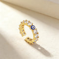 QIKU Fashion Eye Full Pave Diamond Opening Adjustable Rings Copper Zircon Crystal Charm Women Wedding Engagement Jewelry Girl