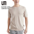 Clearance Sales Summer New Men Comfortable Casual Top Breathable Loose Fit Knitted T-Shirt Sweater with Short Neck Sleeve