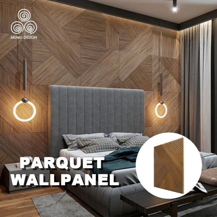 MUMU Decoration Unique Design Intricate Patterns  Accent Wall Room Wainscoting Fluted Indoor Wooden Panel