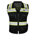Customized Company Logo Work Class 2 Safety Vest Black Reflective Fluorescent Visibility Custom Color Pockets Guard Winter