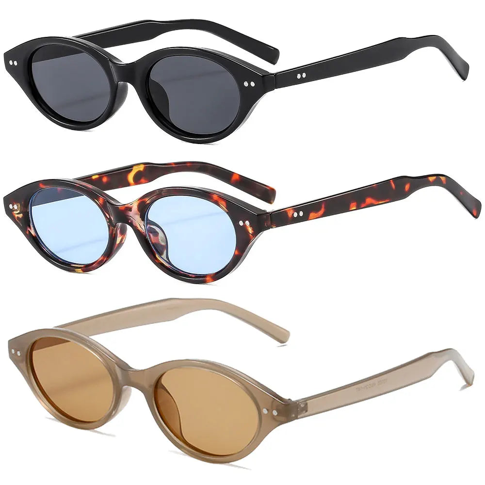 2025 Vintage Rivets Anti Blue Light Glasses Frames UV400 Candy Color Small Oval Sunglasses Women