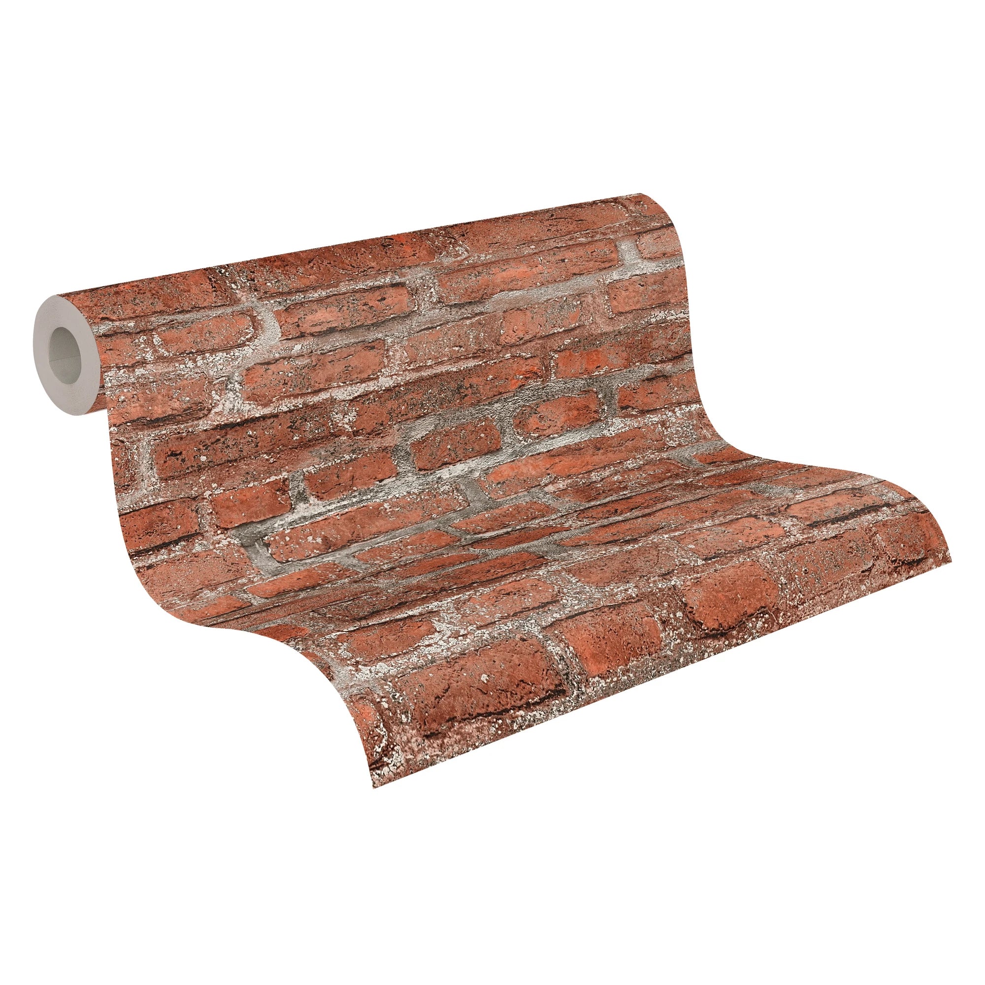 Made in Germany-Modern Pre-Pasted Non Woven Vinyl Brick Wallpaper Rolls Red Brown 1005 X 053 m for Living Room & Hotel Use