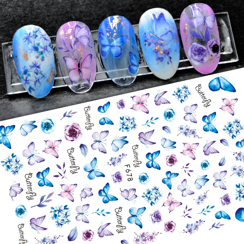 Wholesale 3D Animal Butterfly Nail Art Sticker Self-Adhesive Flower Design Nail Sticker