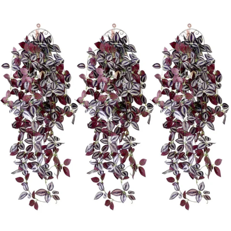 Artificial Purple Eyebrow Leaves Hanging Plants 5 Forked  Ivy Vine Plants Artificial Vines for Wall Garden Party Decoration