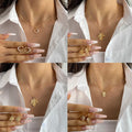Trendy Leaf Design Heart Zircon Earrings Necklace Jewelry Set for Women Jewelry