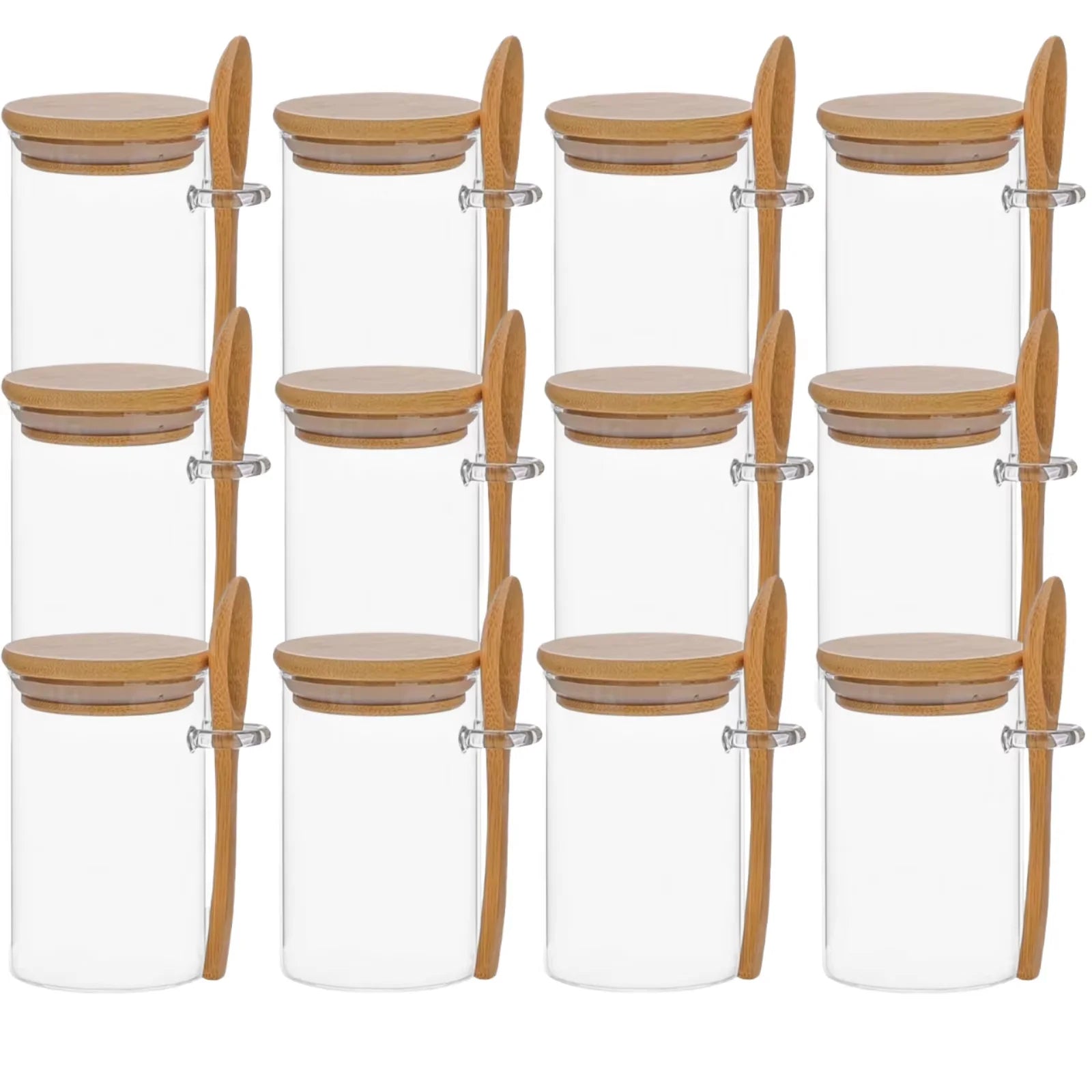 Modern Borosilicate Glass Storage Bottle Glass Sealed Jar Spoon for Kitchen for Coarse Grain Dried Fruit Coffee Bean Storage