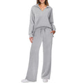 Women's New Autumn/Winter Fashion Casual Long-sleeve Drawstring Solid Color Commuter Pants Set Two Piece Set Women Clothing