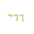 Golden 3 Pieces /set Tassel Drop Four-pointed Star Geometric Zircon New Arrival Hoop Earrings