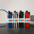 2025 Custom Style Travel Flask Double-Walled Vacuum 600ml Powder Coated Portable Strap Leakproof Screw Lid Shatter-Resistant