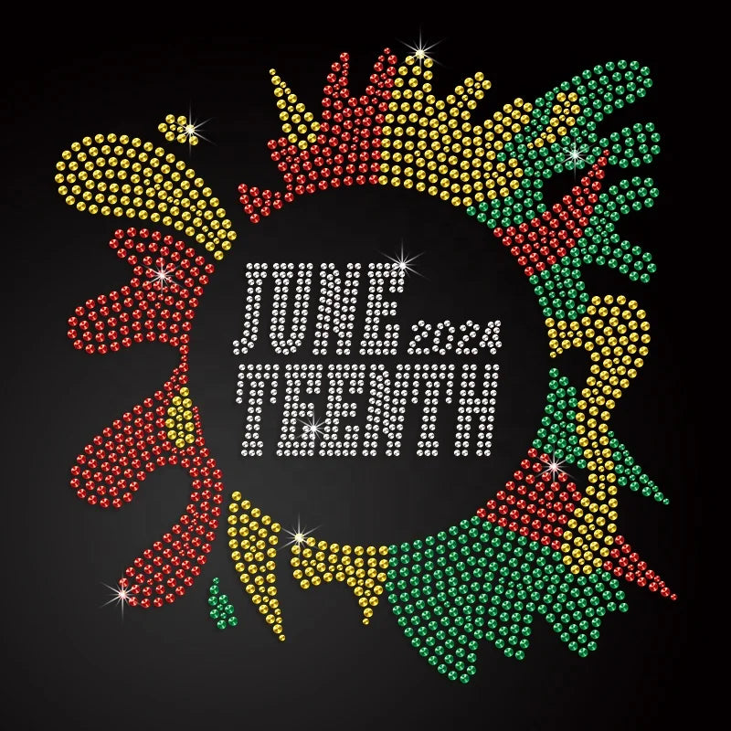 2024 New Products Trending Juneteenth Dtf Transfers Bling Rhinestone Transfer Motif F
