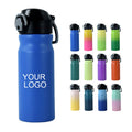 Custom logo Metal Sports Insulated Kids Water Bottle Eco-friendly Bicycle Stainless Steel Water Bottles with Straw and Handle