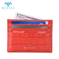Customizable Women's Luxury RFID Blocking Credit Card Holder Genuine Leather Business Card Wallet Custom Logo Factory Custom Red