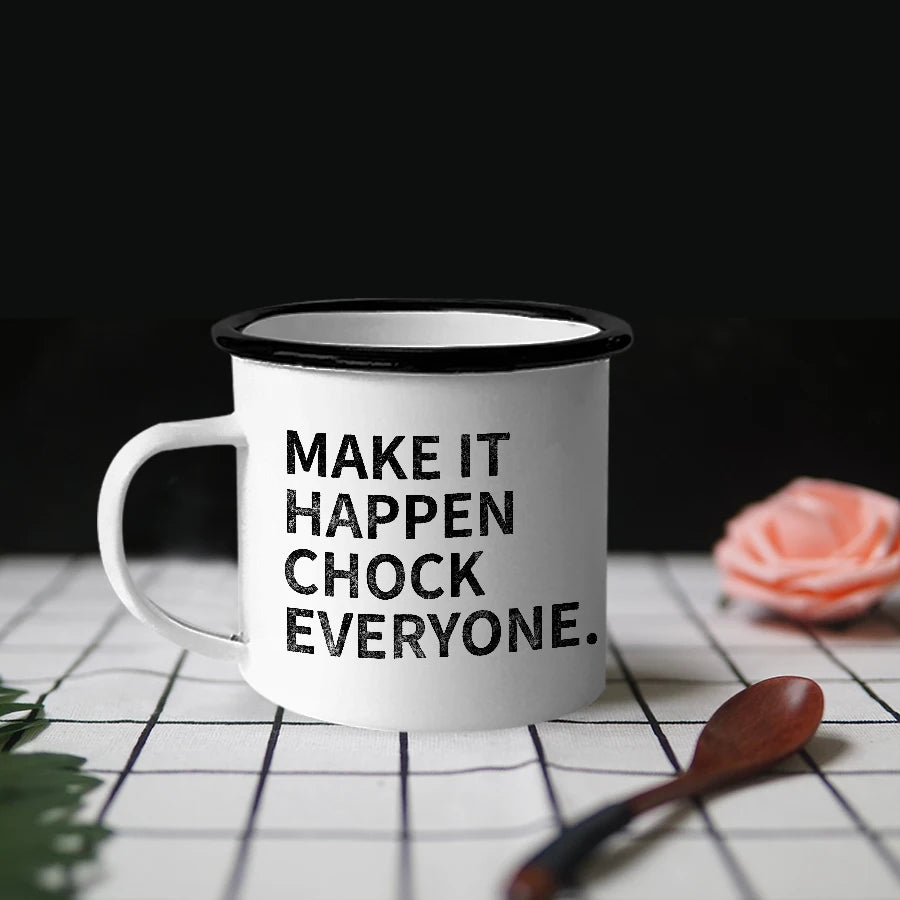 Topjlh Wholesale 12 oz Sublimation Blank Enamel Mug With Black Rim Customized Logo Coffee Tea White Enamel Cup for Camping