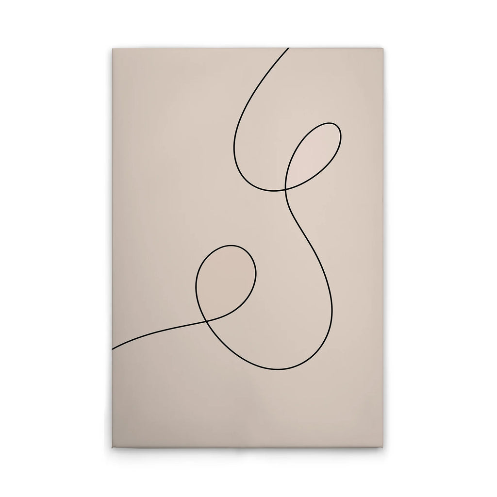 Made In Germany - Home Decor Canvas Picture Minimalist Scandinavian - Wall Painting Mural In Beige Black - Stretcher Frame Art
