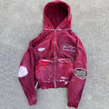 Custom 100% Cotton Fleece Winter Streetwear Vintage Acid Wash Distressed Men Zip Embroidery Washed Hoodie 430/330gsm Custom Logo