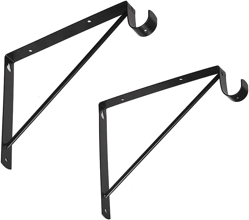 Heavy Duty Closet Rod & Shelf Brackets Clothes Hanger Pole Support Bracket Black