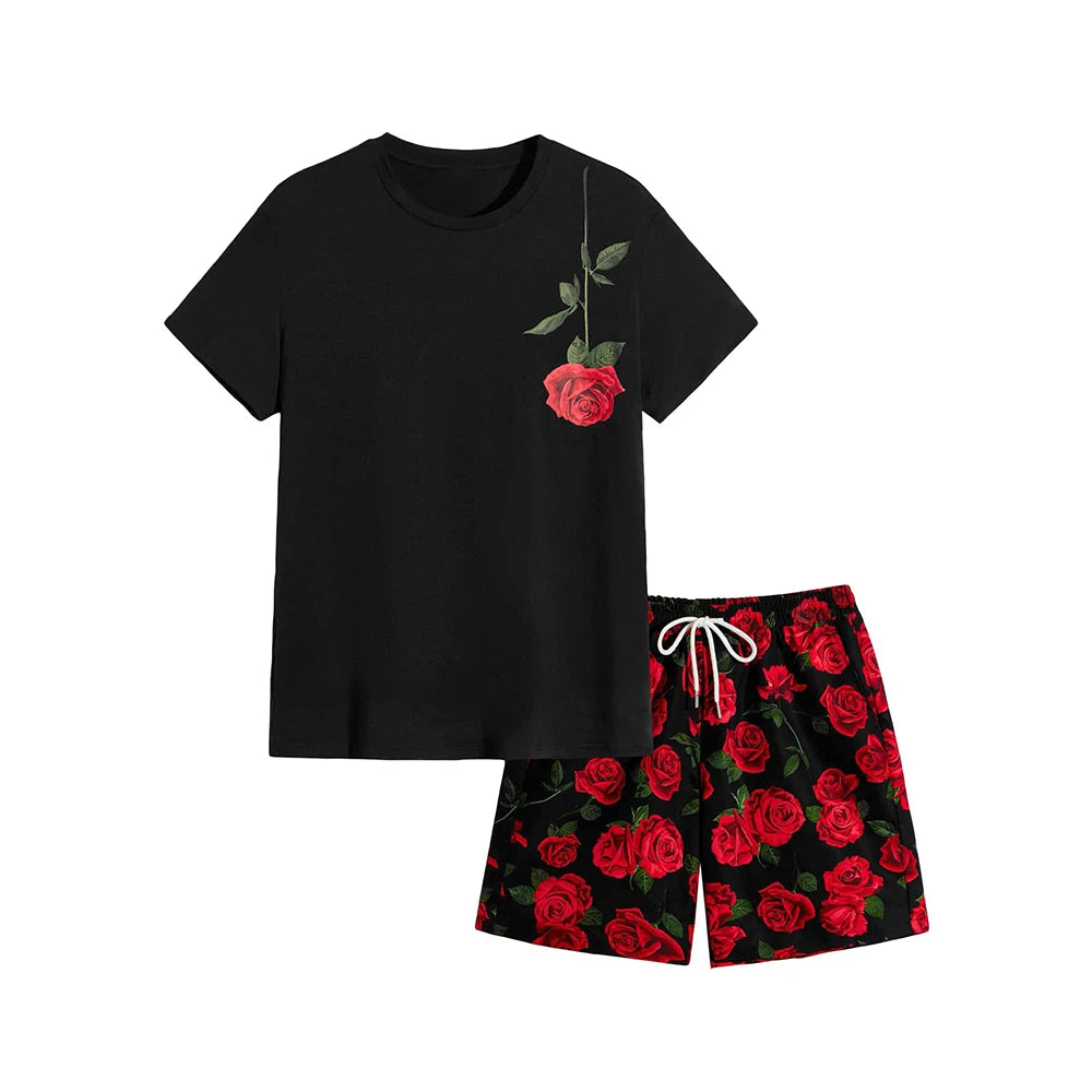 Men's Summer Formal T-Shirt and Shorts Set 100% Cotton Fleece Quick Dry Custom Logo OEM Wholesale Custom Colors